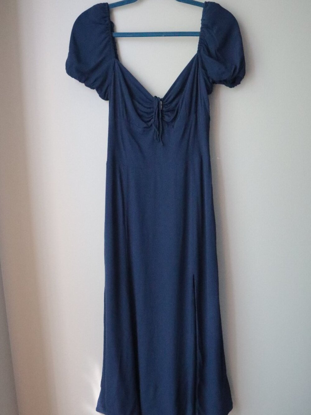 Navy Blue Wilfred Dress (Aritzia, Calf-Length, Midi, With Leg Slit)